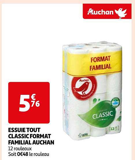 essuie tout classic format familial auchan