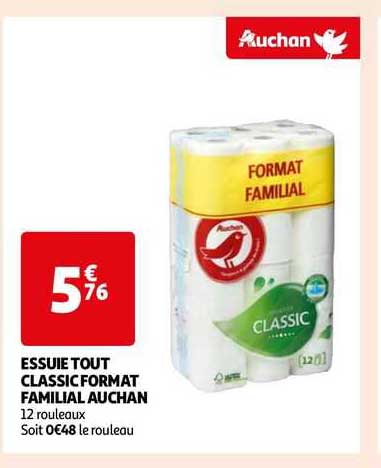 essuie tout classic format familial auchan
