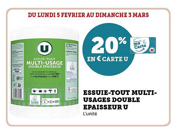Essuie-tout Multi-usage Double épaisseur U