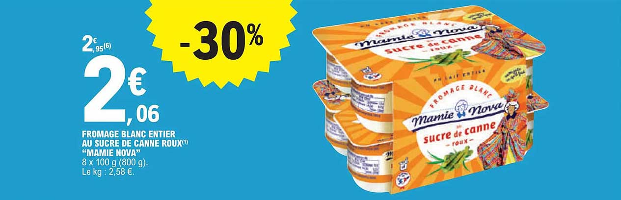 fromage blanc entier au sucre de canne roux "mamie nova"
