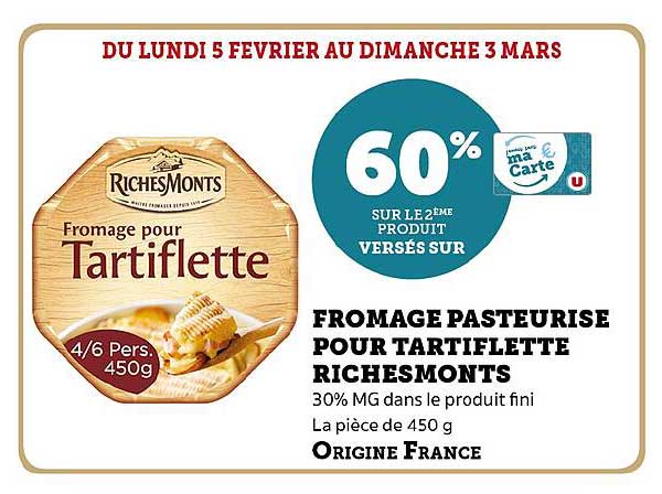 fromage pasteurisé pour tartiflette richemonts