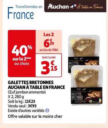 Galettes Bretonnes Auchan à Table En France