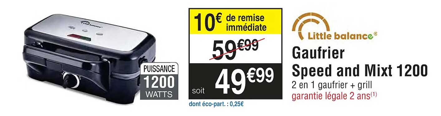 gaufrier speed and mixt 1200 little blanc