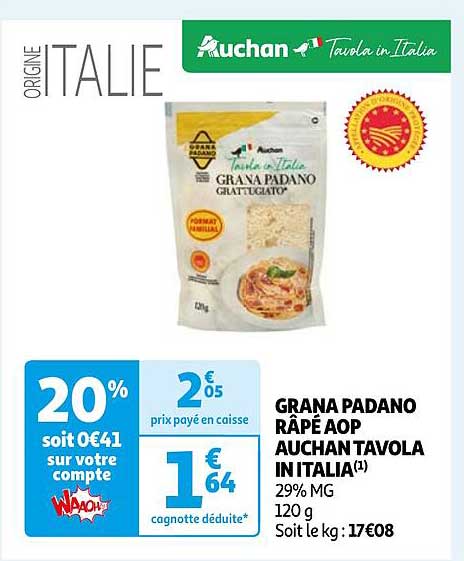grana padano râpé aop aucha tavola in italia