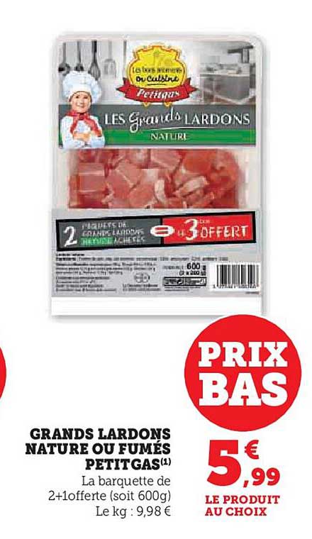 grands lardons nature ou fumés petit gas