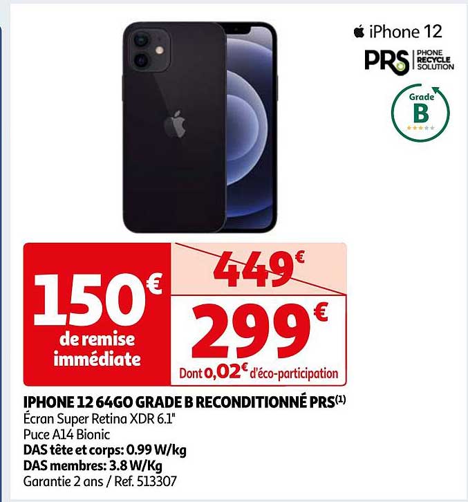 iphone 12 64GO grade B reconditionné PRS