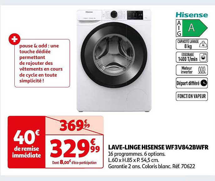 Lave-linge Hisense WF3V842BWFR