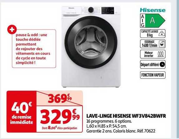 lave-linge hisense wf3v842bwfr