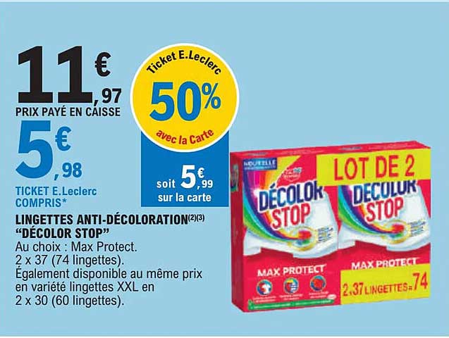 Lingettes Anti-décoloration "décolor Stop"