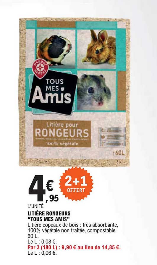 litière rongeurs "tous mes amis"