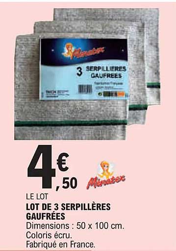 lot de 3 serpillères gaufrées