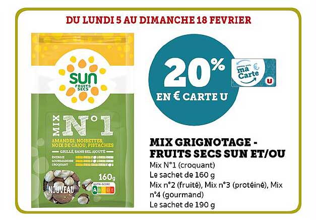 mix grignotage-fruits secs sun et/ou