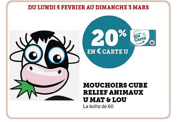 mouchoirs cube relief animaux u mat & lou