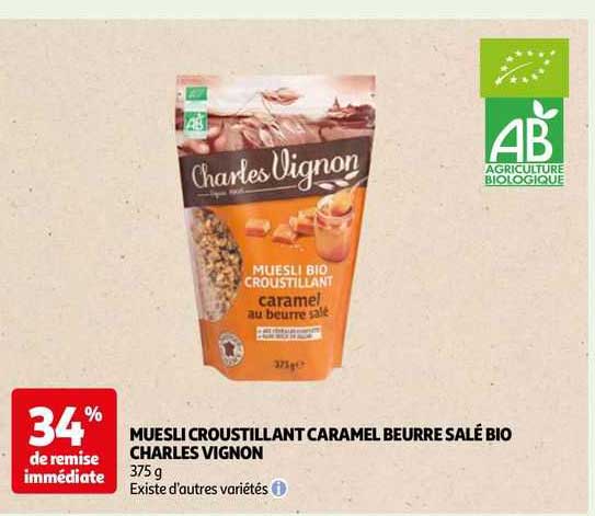 muesli croustillant caramel beurre salé bio charles vignon