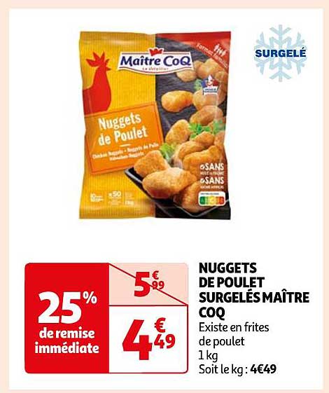 nuggets de poulet surgelés maître coq