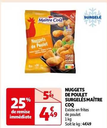 nuggets de poulet surgelés maître coq