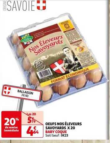 oeufs nos éleveurs savoyards x 20 baby coque