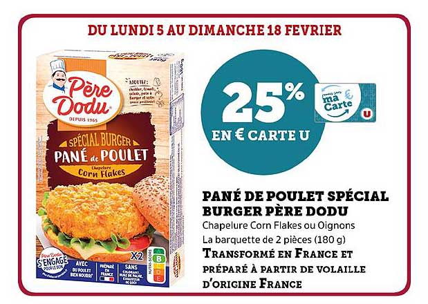 pané de poulet spécial burger père dodu