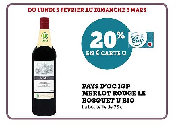 pays l'oc igp merlot rouge le bosquet u bio