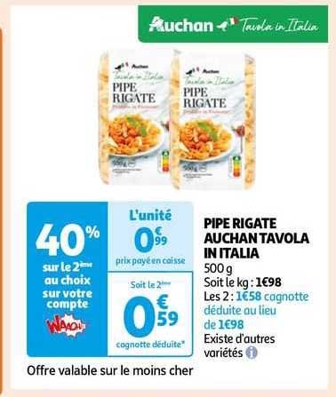 pipe rigate auchan tavola in italia