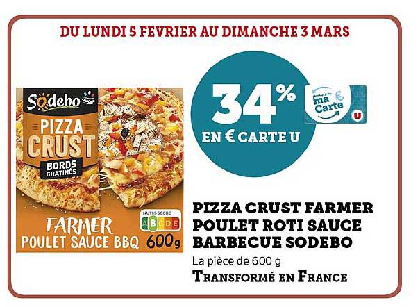 pizza crust farmer poulet rôti sauce barbecue sodebo