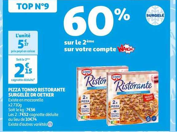 pizza tonno ristorante surgelée dr oetker