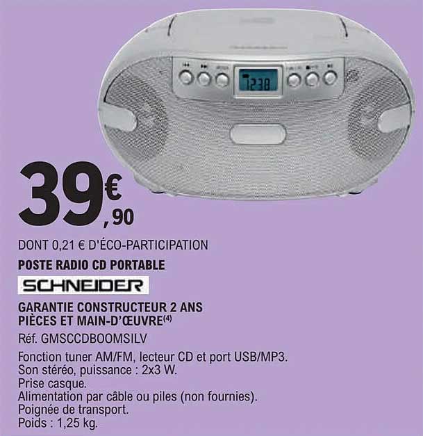 poste radio cd portable schneider