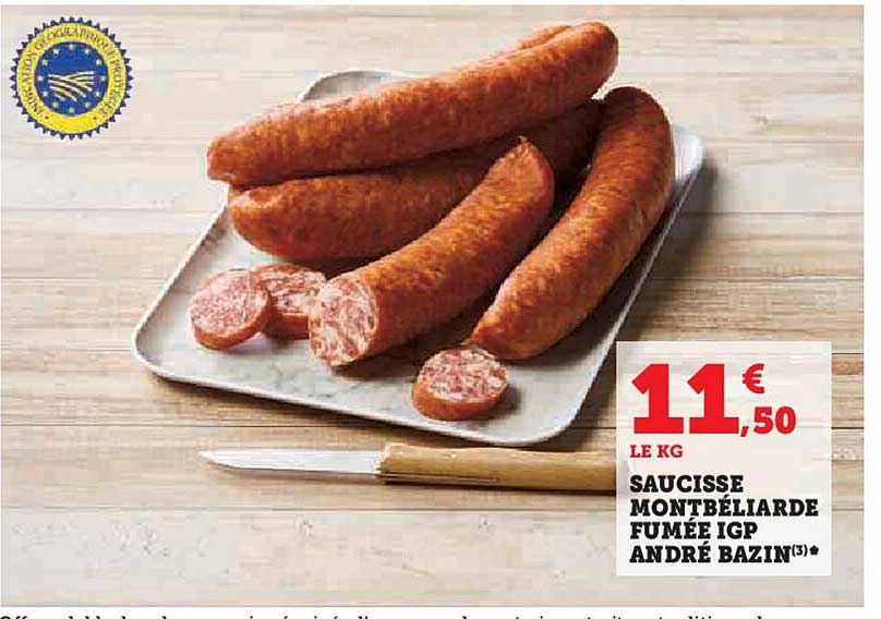 saucisse montbéliarde fumée igp andré bazin