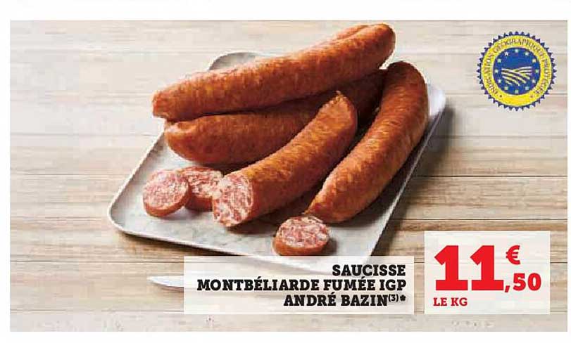 saucisse montbéliarde fumée igp andré bazin