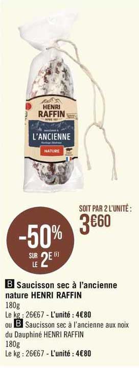 saucisson sec à l'ancienne nature henri raffin