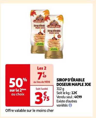 sirop d'érable doseur maple joe
