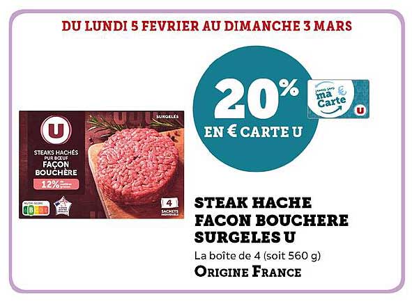 steak haché façon bouchère surgelés u