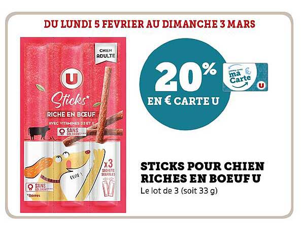 sticks pour chien riches en bœuf u