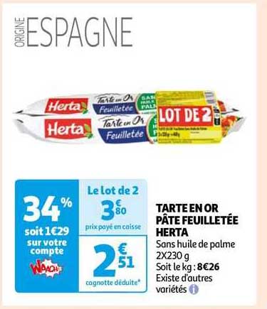 Tarte En Or Pâte Feuilletée Herta