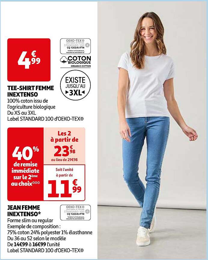 tee-shirt ou jean femme inextenso