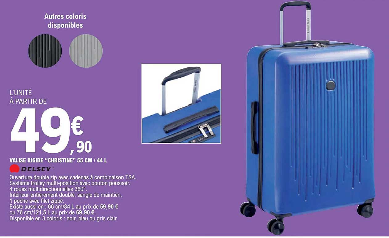 valise rigide christien 55 cm 44 l delsey