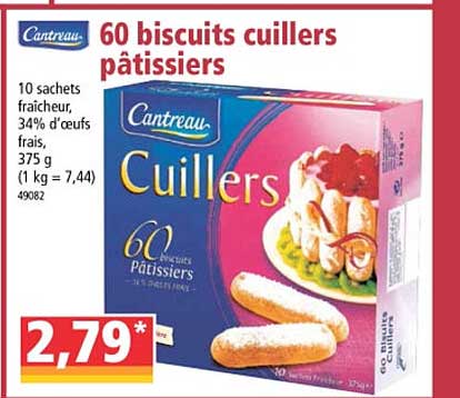 60 biscuits cuillers pâtissiers cantreau