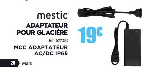 adaptateur pour glacière mestic