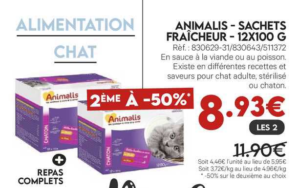 animalis - sachets fraîcheur - 12x100g repas complets