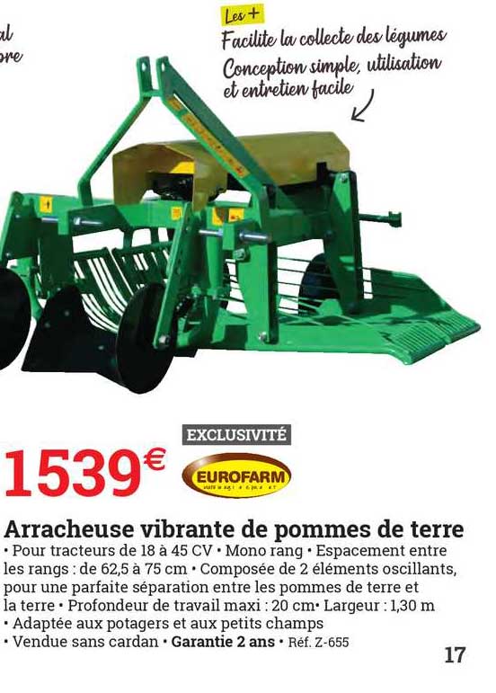 arracheuse vibrante de pommes de terre eurofarm