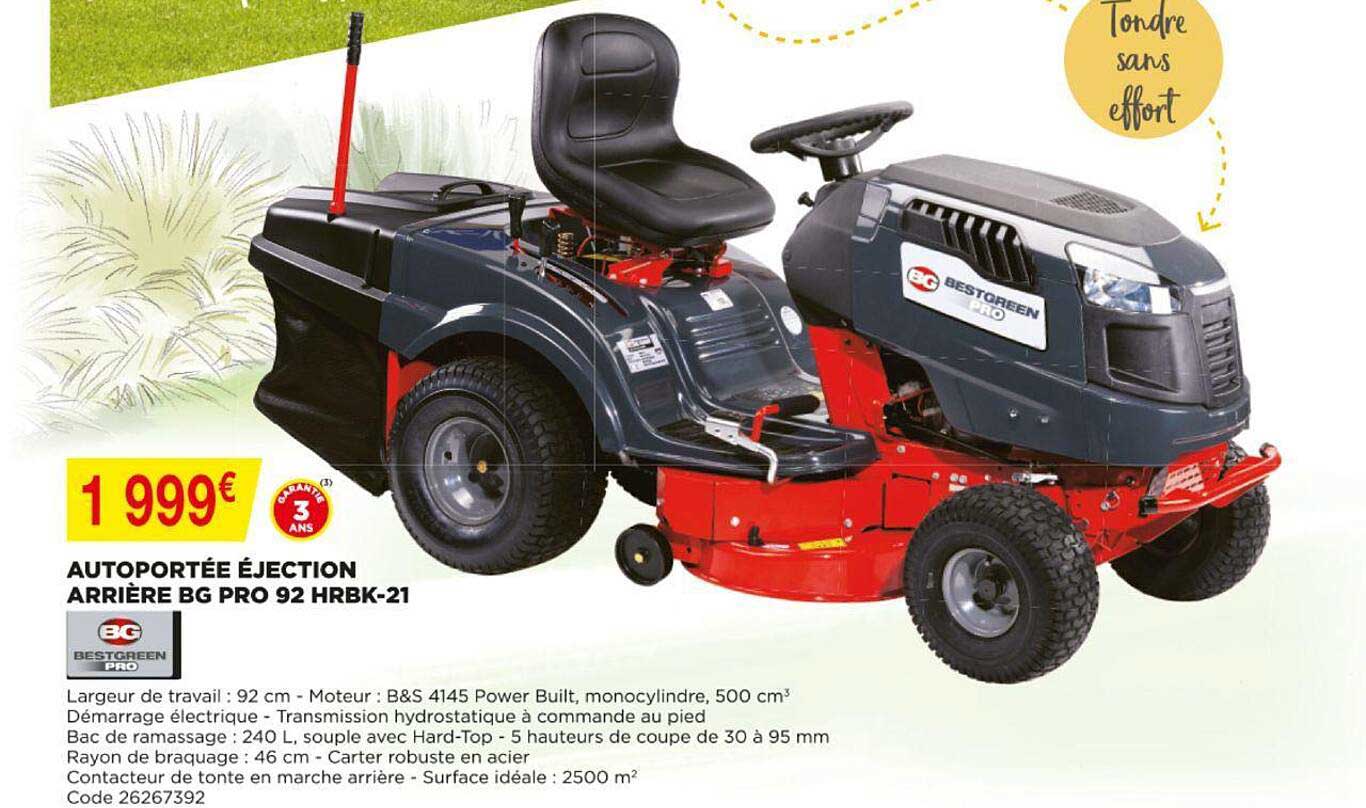 autoportée éjection arrière bg pro 92 hrbk-21