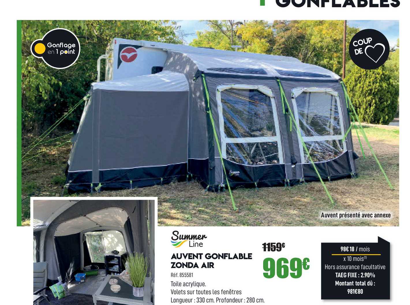 auvent gonflable zonda air summer line