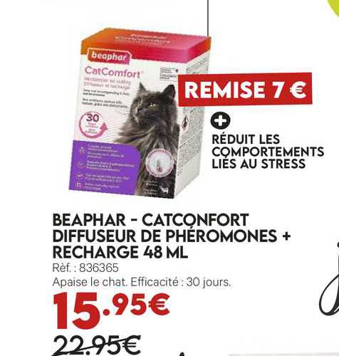 beaphar - catconfort diffuseur de phéromones + recharge 48 ml