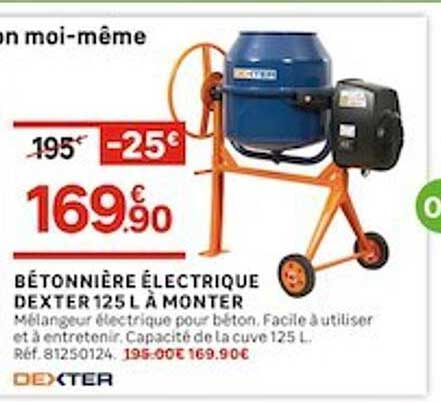 bétonnière électrique dexter 125 l à monter