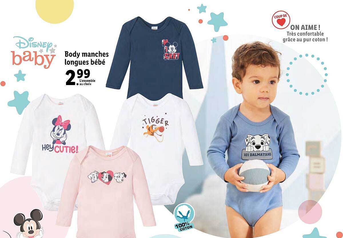 body manches longues bébé disney baby