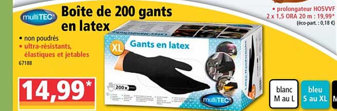 Boîte De 200 Gants En Latex Multitec