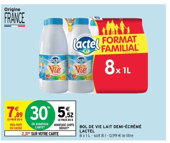 bol de vie lait demi-écrémé lactel