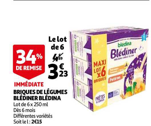 briques de légumes blédiner blédina