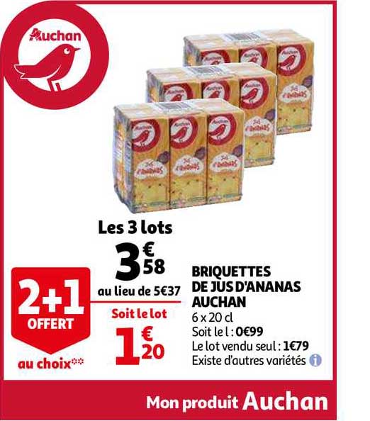 briquettes de jus d'ananas auchan
