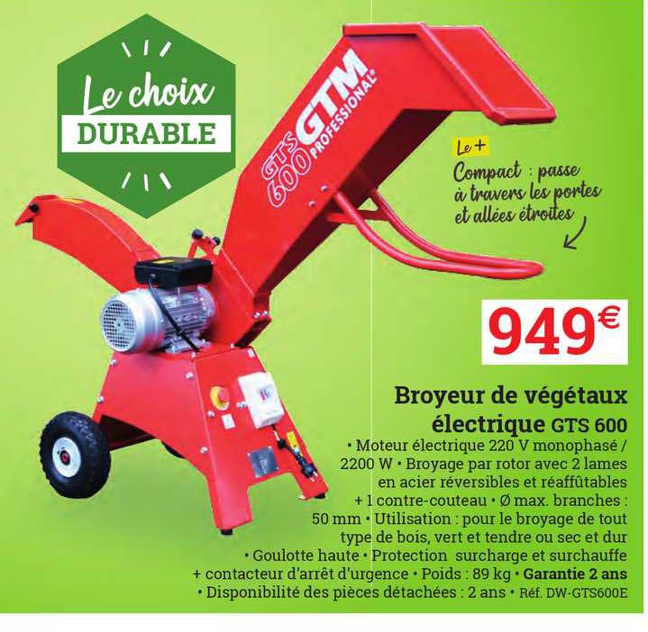 broyeur de végétaux électrique gts 600 gtm professional